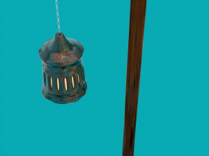 Stylized Latern on a pillar 3D Модель