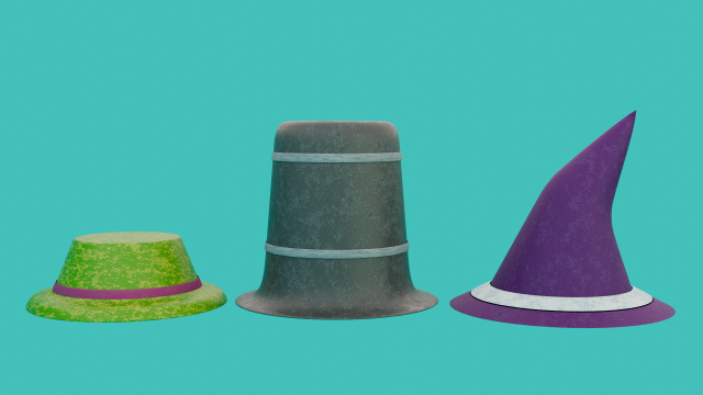 Lowpoly Hats 3D Model .c4d .max .obj .3ds .fbx .stl .blend 