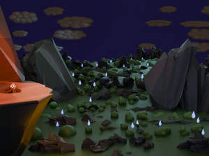 Stylized Landscape Lowpoly 3D Model