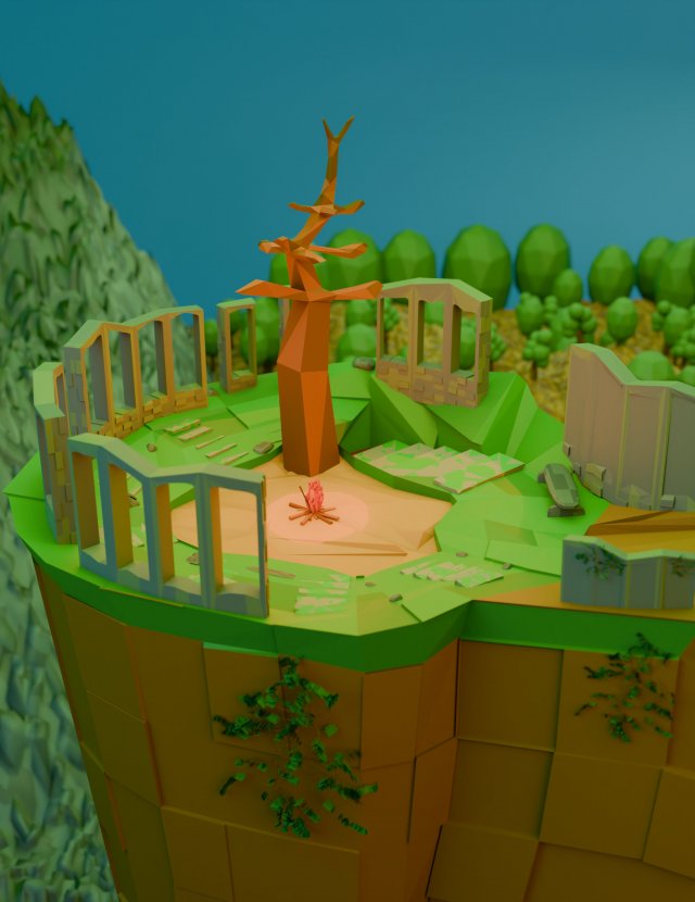 Lowpoly Dark Souls Firelink Shrine 3D Model .c4d .max .obj .3ds .fbx .stl .blend 