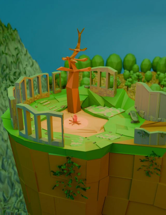 Lowpoly Dark Souls Firelink Shrine 3D Model .c4d .max .obj .3ds .fbx .stl .blend 