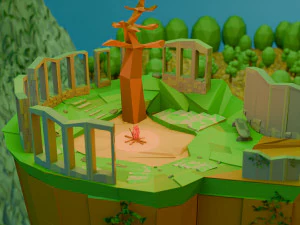 Lowpoly Dark Souls Firelink-schrijn 3D Model