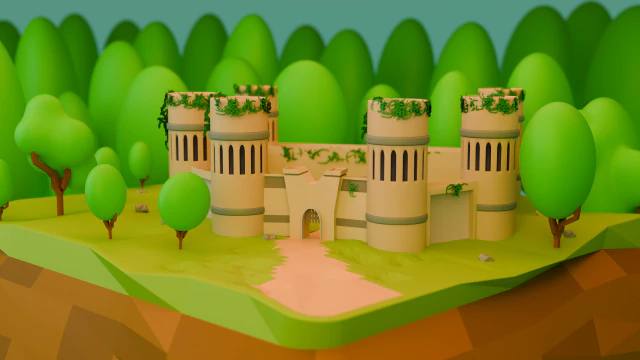 Lowpoly Castle 3D Model .c4d .max .obj .3ds .fbx .stl .blend 