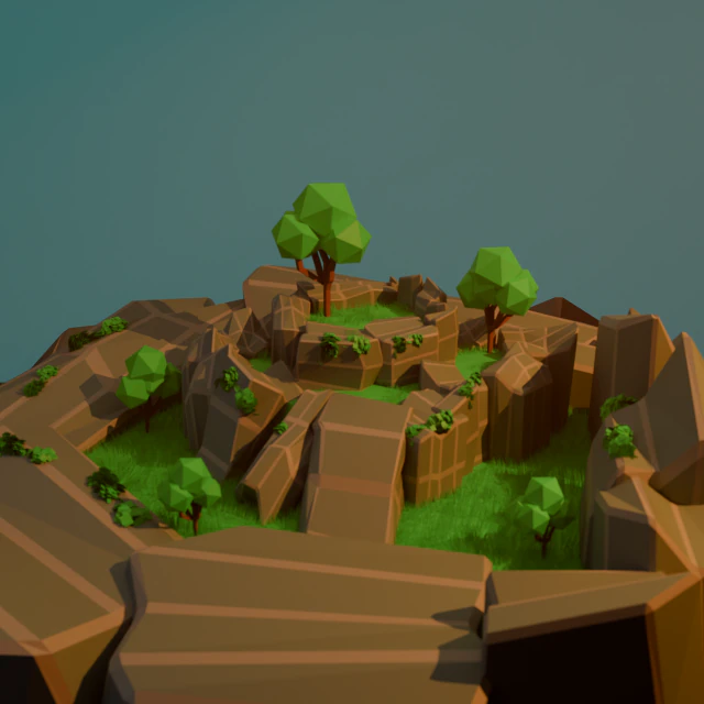Lowpoly-Gel&auml;nde 3D Modell .c4d .max .obj .3ds .fbx .stl .blend 