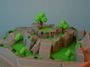 Lowpoly-Gel&auml;nde 3D Modell