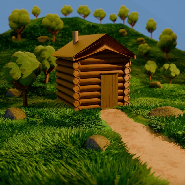Stylized Lowpoly House 3D Модель .c4d .max .obj .3ds .fbx .stl .blend 