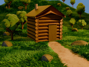 Stylized Lowpoly House Modelo 3D