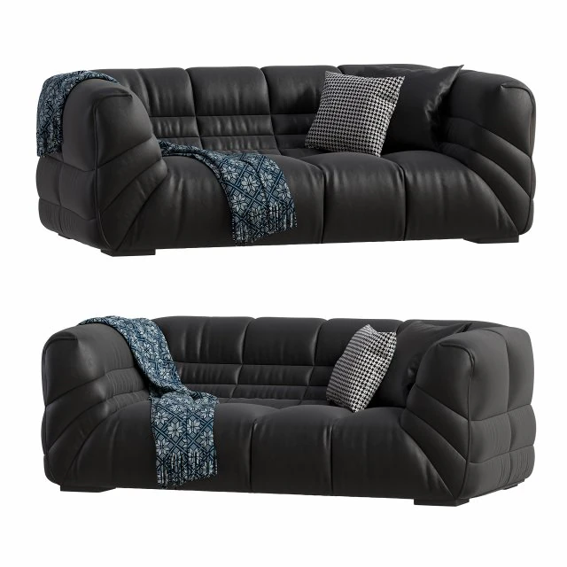 Modern Genuine Leather Sofa 3D Model .c4d .max .obj .3ds .fbx .stl .blend