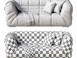 Modern Genuine Leather Sofa 3D Model