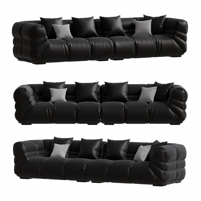 Modern Genuine Leather Sofa Modèle 3D .c4d .max .obj .3ds .fbx .stl .blend 