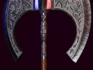 Double Axe 3D game-ready ancient weapon Modelo 3D