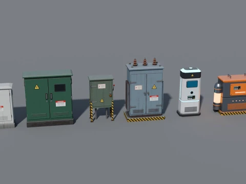 Electric Cabinet Pack - 6 Modern Industrial and SciFi Utility Boxes 3D Modell