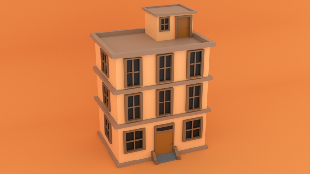 Stylized Low Poly Building Modello 3D .c4d .max .obj .3ds .fbx .stl .blend