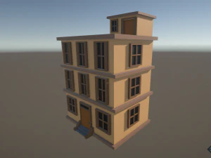 Stilisiertes Low-Poly-Geb&auml;ude 3D Modell