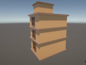 Stilisiertes Low-Poly-Geb&auml;ude 3D Modell