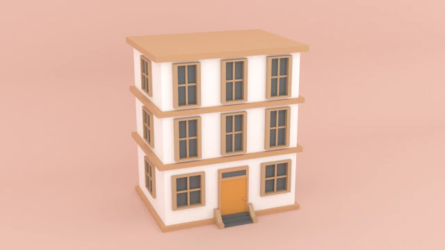 Gestileerd laag poly-gebouw 3D Model .c4d .max .obj .3ds .fbx .stl .blend 