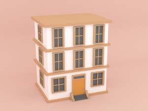 Stylized Low Poly Building 3D Model