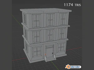 Gestileerd laag poly-gebouw 3D Model