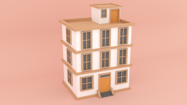 Stylized Low Poly Building Modelo 3D .c4d .max .obj .3ds .fbx .stl .blend 