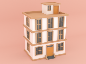 Stylized Low Poly Building 3D Model