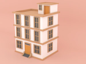Stylized Low Poly Building 3D Model