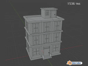Stylized Low Poly Building 3D Model