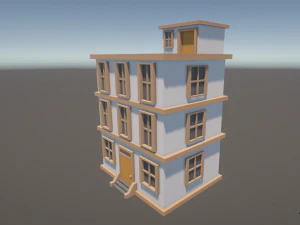 Stylized Low Poly Building 3D Model