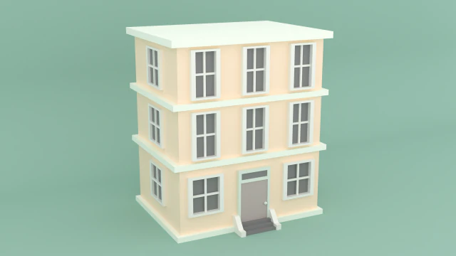Stylized Low Poly Building 3D Model .c4d .max .obj .3ds .fbx .stl .blend