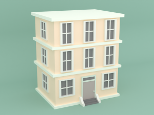 Stylized Low Poly Building 3D Model