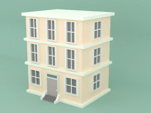 Stylized Low Poly Building 3D Model
