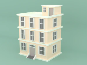 Stylized Low Poly Building 3D Model