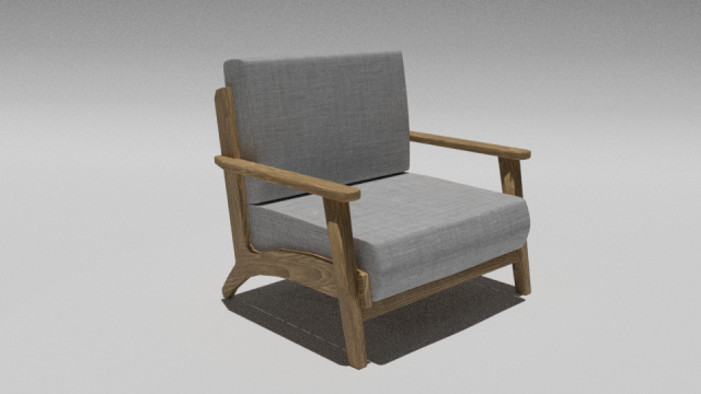 Small armchair with wooden base 3D 模型 .c4d .max .obj .3ds .fbx .stl .blend 
