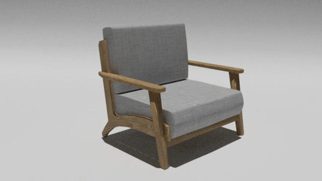 Small armchair with wooden base 3D Model .c4d .max .obj .3ds .fbx .stl .blend 