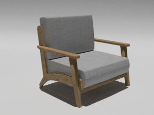 Small armchair with wooden base 3Dモデル