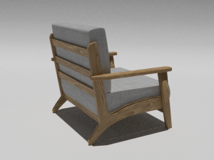 Small armchair with wooden base 3D 模型
