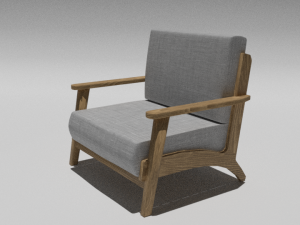 Small armchair with wooden base 3D 模型
