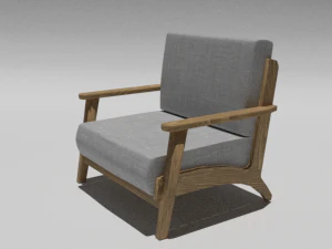 Small armchair with wooden base 3D Model