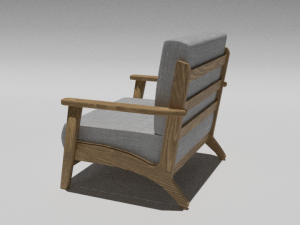 Small armchair with wooden base 3D 模型