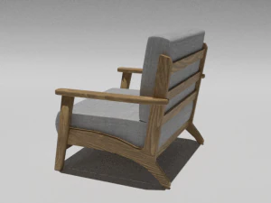 Small armchair with wooden base 3D Model