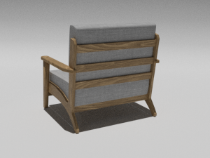 Small armchair with wooden base 3D 模型