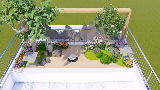 TERRACE GARDEN LANDSCAPE-JAPAN Modelo 3D .c4d .max .obj .3ds .fbx .stl .blend 