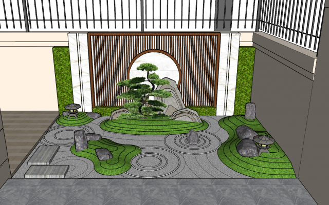 DRY GARDEN LANDSCAPE 3D Model .c4d .max .obj .3ds .fbx .stl .blend 