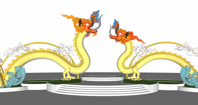 DRAGON SYMBOL 3D Model .c4d .max .obj .3ds .fbx .stl .blend 