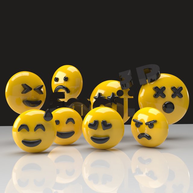 3D EMOJI FACE ICONS PACK 1 3D Model .c4d .max .obj .3ds .fbx .stl .blend 