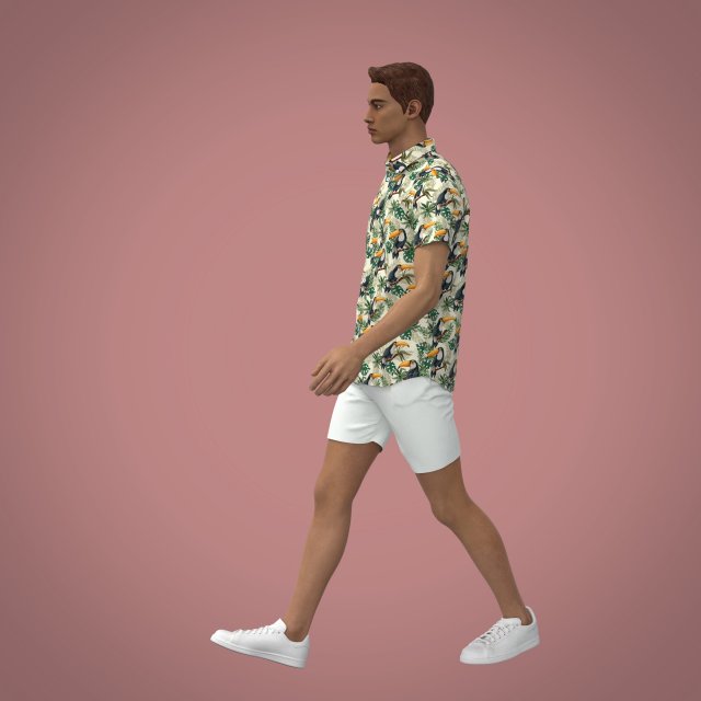 SHORT SLEEVE SUMMER SEASON ALL OVER PRINTED FABRIC SHIRT Modèle 3D .c4d .max .obj .3ds .fbx .stl .blend 