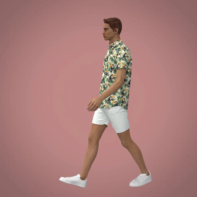 SHORT SLEEVE SUMMER SEASON ALL OVER PRINTED FABRIC SHIRT 3D Model .c4d .max .obj .3ds .fbx .stl .blend 