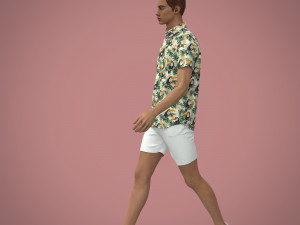 SHORT SLEEVE SUMMER SEASON ALL OVER PRINTED FABRIC SHIRT 3D Model