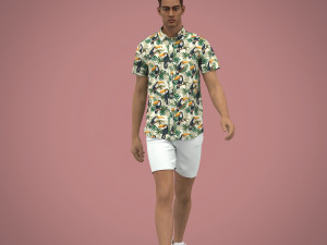 SHORT SLEEVE SUMMER SEASON ALL OVER PRINTED FABRIC SHIRT Modèle 3D