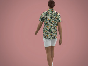SHORT SLEEVE SUMMER SEASON ALL OVER PRINTED FABRIC SHIRT Modèle 3D