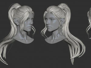 7 Fantasy female hairstyles 3D Model